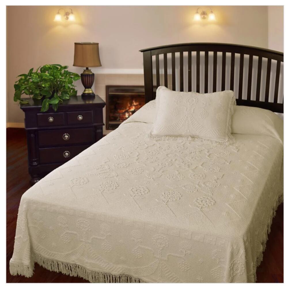 Bates Martha Washington’s Terry Bedspread Antique Hobnail Chenille Boho Vegan